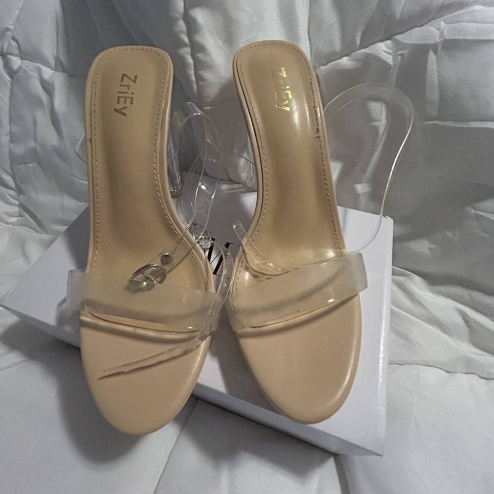 Nude Clear Strap Heels